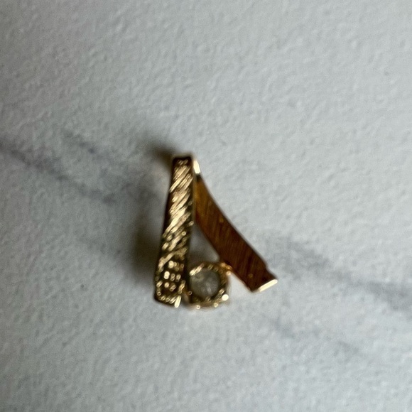 Vintage UTC 925 Sterling Silver CZ Pendant Ribbon Round Cubic Zirconia Sparkly - Picture 5 of 9